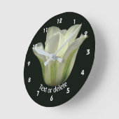 Green Striped Tulip Flower Personalized Ronde Klok (Hoek)