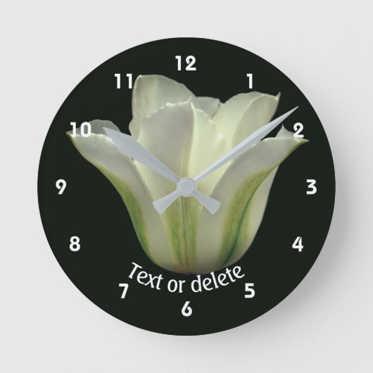 Green Striped Tulip Flower Personalized Ronde Klok (Voorkant)
