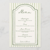 Green Striped Wedding Flat Menu (Voorkant)