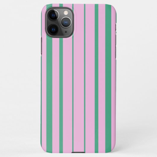Green Stripes and Soft Pink iPhone 11 Pro Max Case iPhone Hoesje (Achterkant)