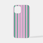 Green Stripes and Soft Pink iPhone 12 Mini Case Hoesje (Achterkant)