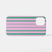 Green Stripes and Soft Pink iPhone 12 Mini Case iPhone Hoesje (Achterkant horizontaal)