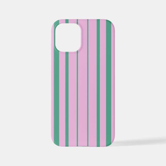 Green Stripes and Soft Pink iPhone 12 Mini Case iPhone Hoesje (Achterkant)