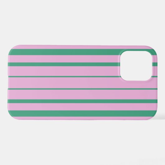 Green Stripes and Soft Pink iPhone 12 Pro Case iPhone Hoesje (Achterkant horizontaal)
