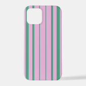 Green Stripes and Soft Pink iPhone 12 Pro Case iPhone Hoesje (Achterkant)