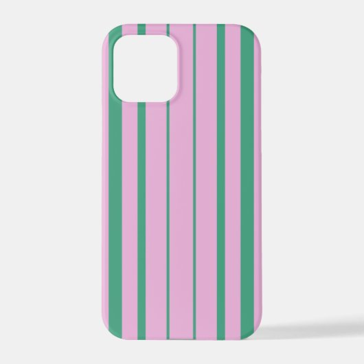 Green Stripes and Soft Pink iPhone 12 Pro Case iPhone Hoesje (Achterkant)