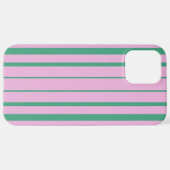 Green Stripes and Soft Pink iPhone 12 Pro Max Case iPhone Hoesje (Achterkant horizontaal)
