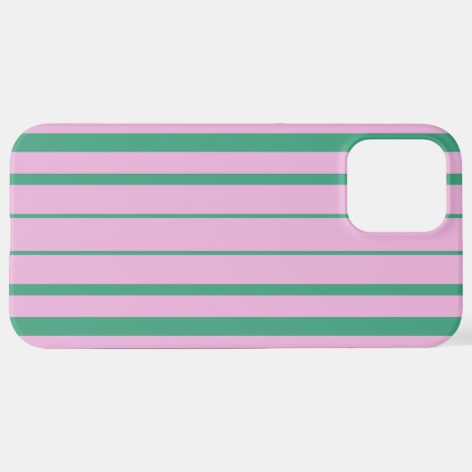 Green Stripes and Soft Pink iPhone 12 Pro Max Case iPhone Hoesje (Achterkant horizontaal)