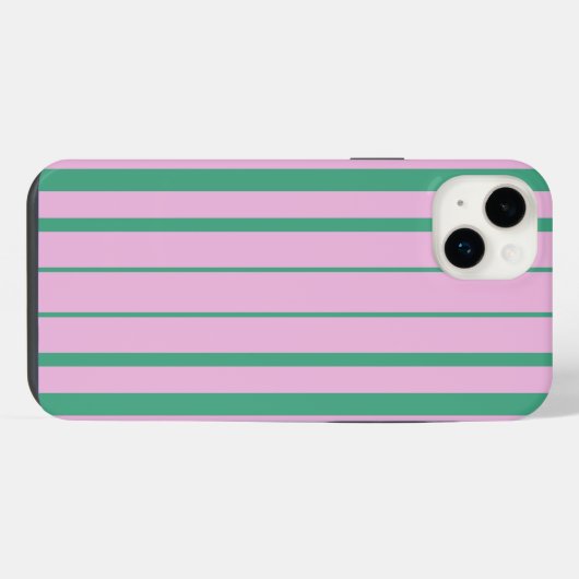 Green Stripes and Soft Pink iPhone 14 Plus case Hoesje (Achterkant horizontaal)