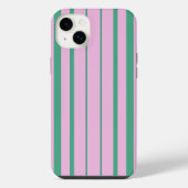 Green Stripes and Soft Pink iPhone 14 Plus case iPhone Hoesje (Achterkant)