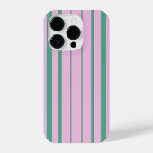 Green Stripes and Soft Pink iPhone 14 Pro Case iPhone Hoesje (Achterkant)