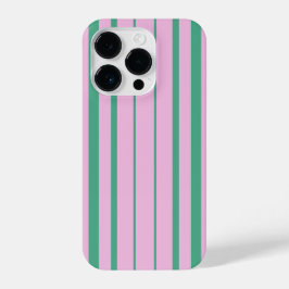 Green Stripes and Soft Pink iPhone 14 Pro Case iPhone 14 Plus Hoesje
