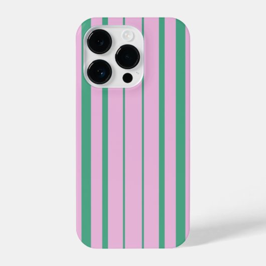 Green Stripes and Soft Pink iPhone 14 Pro Case iPhone Hoesje (Achterkant)