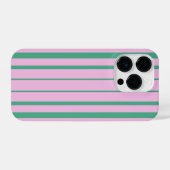 Green Stripes and Soft Pink iPhone 14 Pro Case iPhone Hoesje (Achterkant horizontaal)