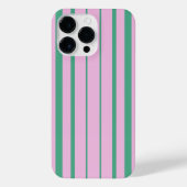 Green Stripes and Soft Pink iPhone 14 Pro Max Case iPhone Hoesje (Achterkant)
