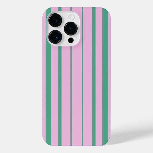Green Stripes and Soft Pink iPhone 14 Pro Max Case iPhone Hoesje (Achterkant)