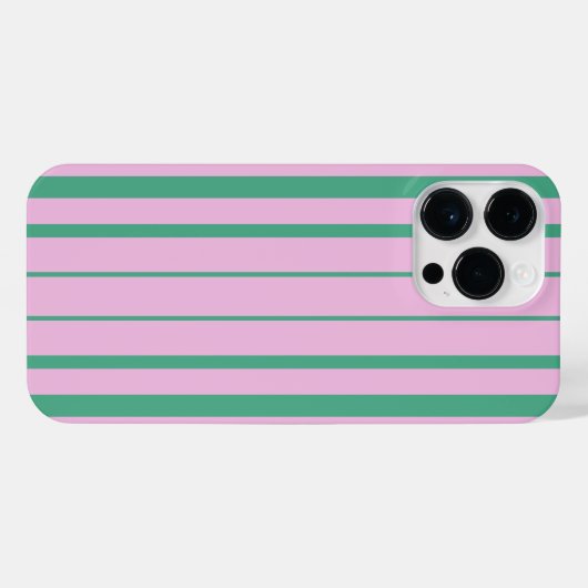 Green Stripes and Soft Pink iPhone 14 Pro Max Case iPhone Hoesje (Achterkant horizontaal)