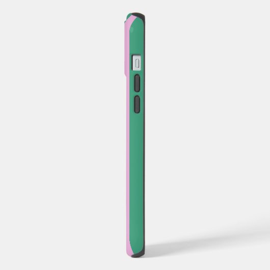 Green Stripes and Soft Pink iPhone 15 Plus Cases iPhone Hoesje (Linkerkant)
