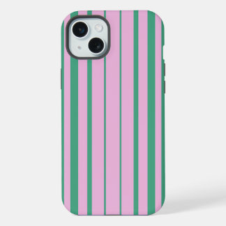 Green Stripes and Soft Pink iPhone 15 Plus Cases iPhone 15 Plus Case