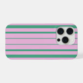Green Stripes and Soft Pink iPhone 15 Pro Case iPhone Hoesje (Achterkant horizontaal)