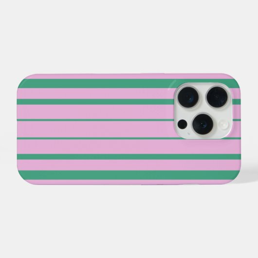 Green Stripes and Soft Pink iPhone 15 Pro Case iPhone Hoesje (Achterkant horizontaal)