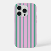 Green Stripes and Soft Pink iPhone 15 Pro Case iPhone Hoesje (Achterkant)