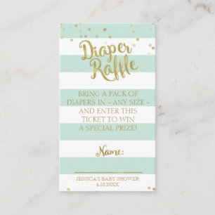 Green Stripes Baby shower Luier Raffle Insert Informatiekaartje