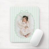 Green Stripes Bow Frame Custom Photo Mousepad Muismat (Met muis)
