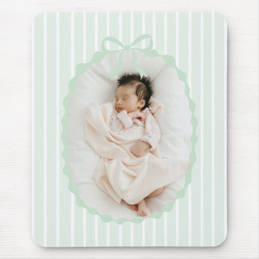 Green Stripes Bow Frame Custom Photo Mousepad Muismat (Voorkant)