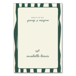 Green Stripes Custom Guest Name Wedding Place Card Kaart