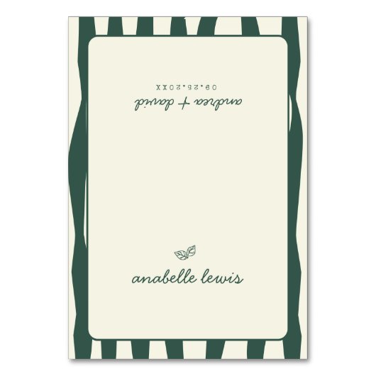 Green Stripes Custom Guest Name Wedding Place Card Kaart (Voorkant)