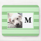 Green Stripes Custom Initiaal One Photo Cute Dog M Muismat (Voorkant)