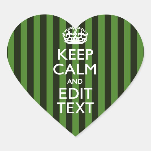 Green Stripes Decor Keep Calm Jouw tekst Hart Sticker (Voorkant)