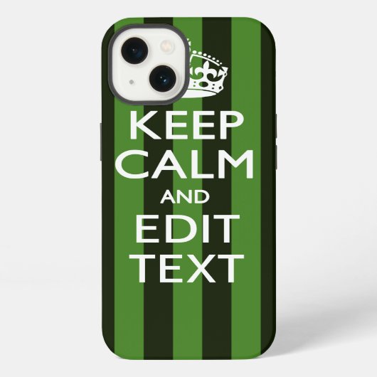 Green Stripes Decor Keep Calm Jouw tekst iPhone Hoesje (Achterkant)