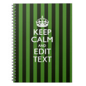 Green Stripes Decor Keep Calm Jouw tekst Notitieboek (Voorkant)