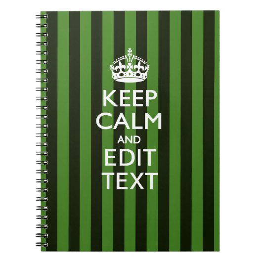 Green Stripes Decor Keep Calm Jouw tekst Notitieboek (Voorkant)