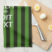 Green Stripes Decor Keep Calm Jouw tekst Theedoek (Quarter Fold)