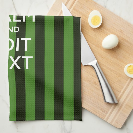 Green Stripes Decor Keep Calm Jouw tekst Theedoek (Quarter Fold)