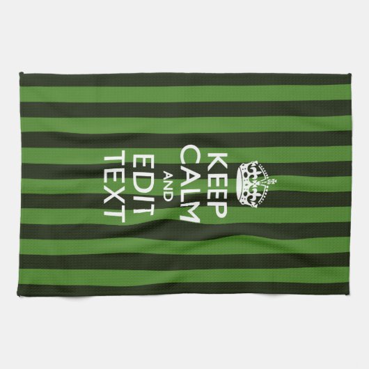 Green Stripes Decor Keep Calm Jouw tekst Theedoek (Horizontaal)