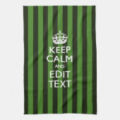 Green Stripes Decor Keep Calm Jouw tekst Theedoek (Verticaal)