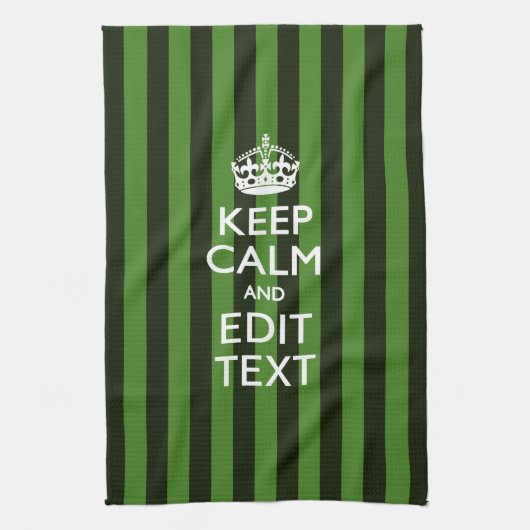 Green Stripes Decor Keep Calm Jouw tekst Theedoek (Verticaal)