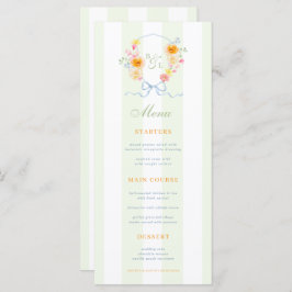 Green Stripes & Floral Crest Spring Wedding Menu