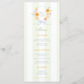 Green Stripes & Floral Crest Spring Wedding Menu (Voorkant)