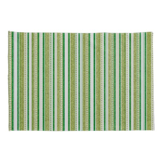 Green Stripes Glitter Kussensloop (Achterkant-Rechts)