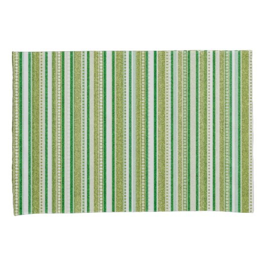 Green Stripes Glitter Kussensloop (Voorkant-Rechts)