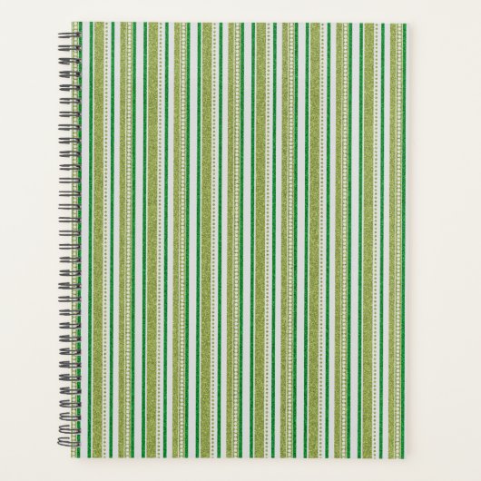 Green Stripes Glitter Planner (Voorkant)