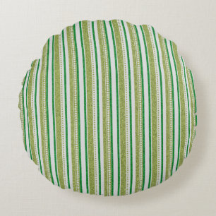 Green Stripes Glitter Rond Kussen