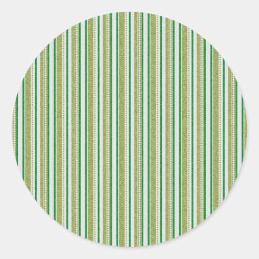 Green Stripes Glitter Ronde Sticker (Voorkant)