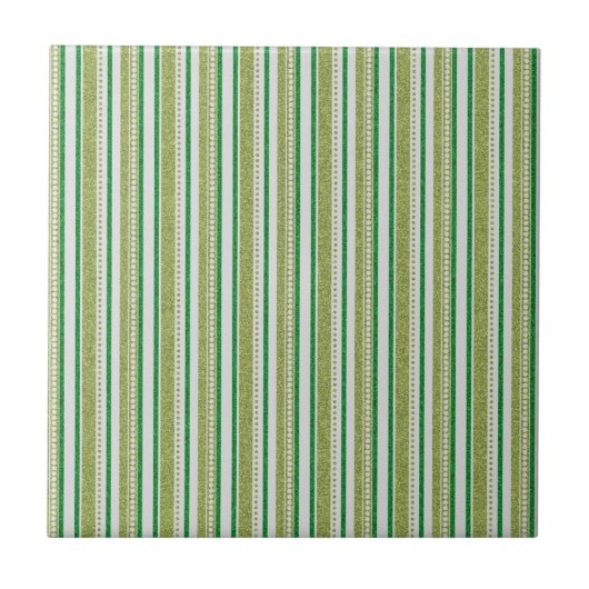 Green Stripes Glitter Tegeltje (Voorkant)