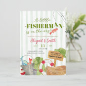 Green Stripes Herfst Boy Gevist Baby shower Kaart (Staand voorkant)